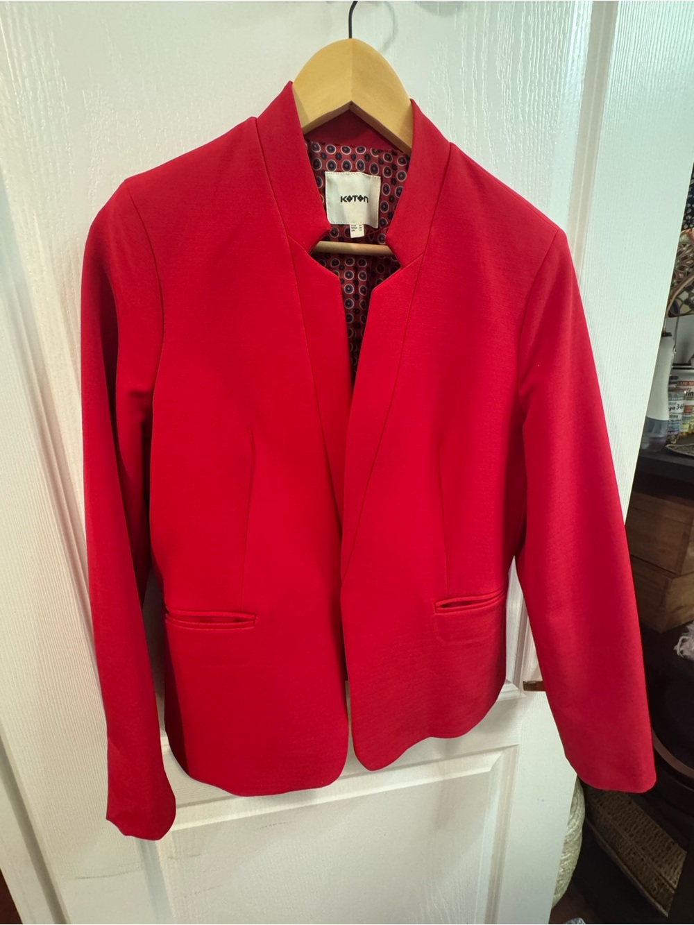 Women’s Red Open-Front Blazer Jacket